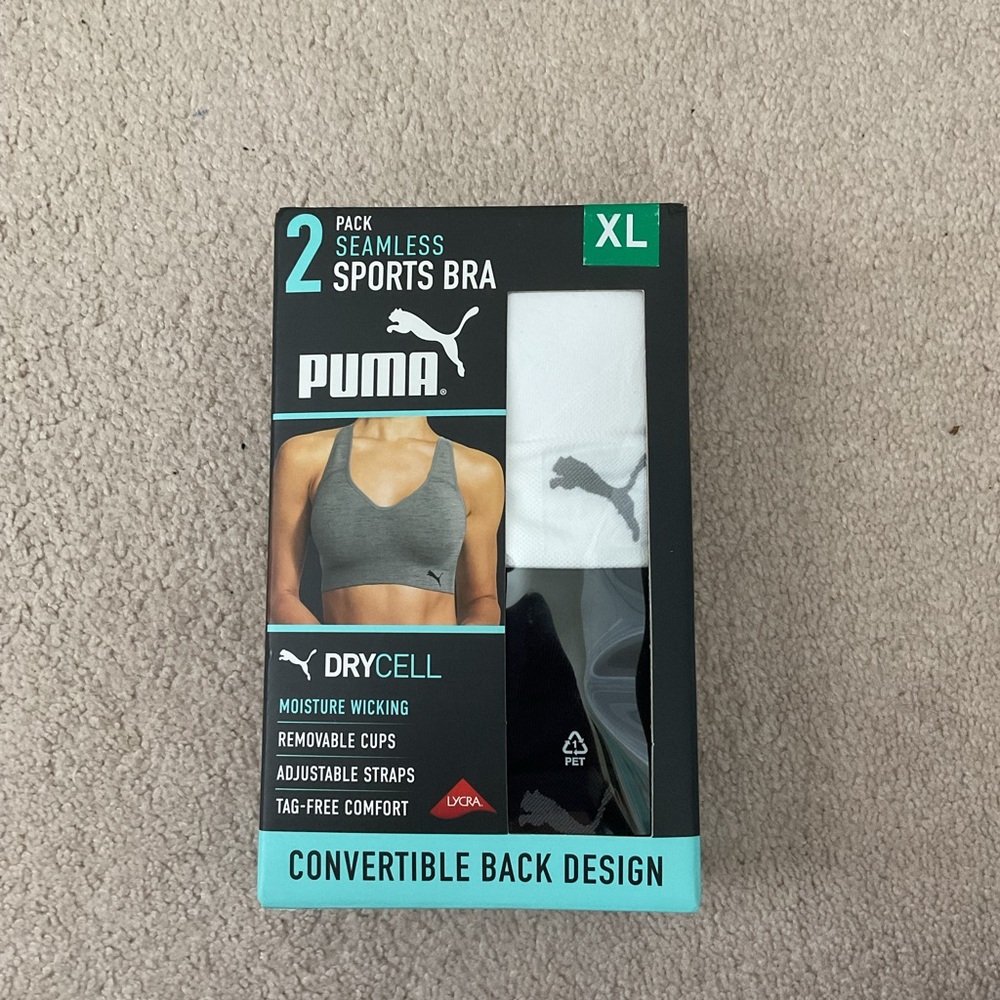 Puma Men's Black Seamless Sports Bra 2-Pack